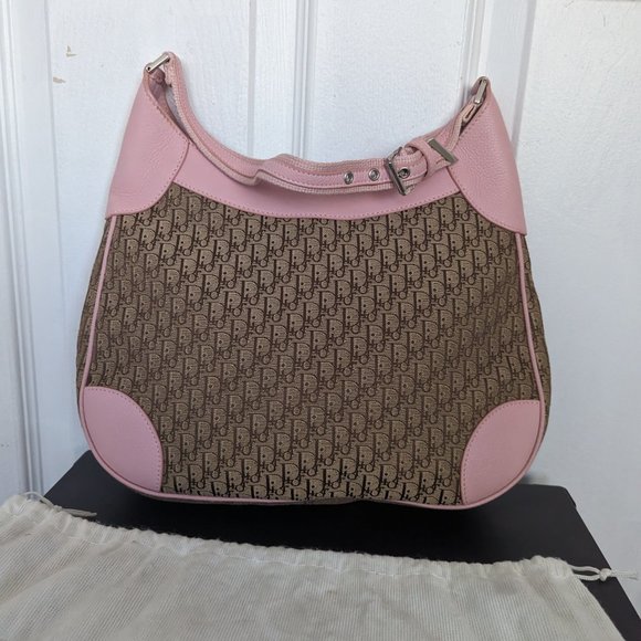 Vintage Dior Diorissimo Handbag with canvas beige and pink leather - Picture 7 of 16